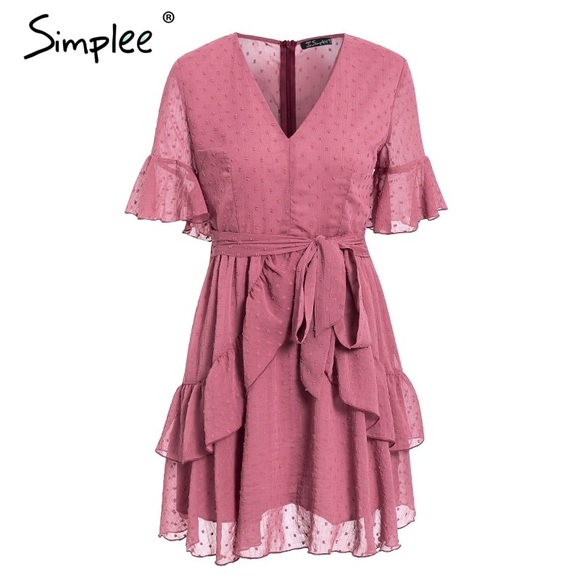 BOHEMIAN SEXY SWISSDOT CHIFFON RUFFLE DRESS - Picture 7 of 8